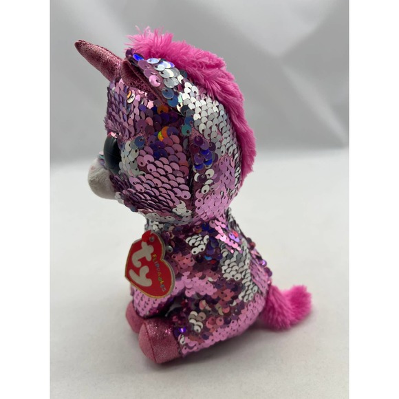 Sparkle Pink Sequin Unicorn Ty Flippables 6" - Picture 2 of 4